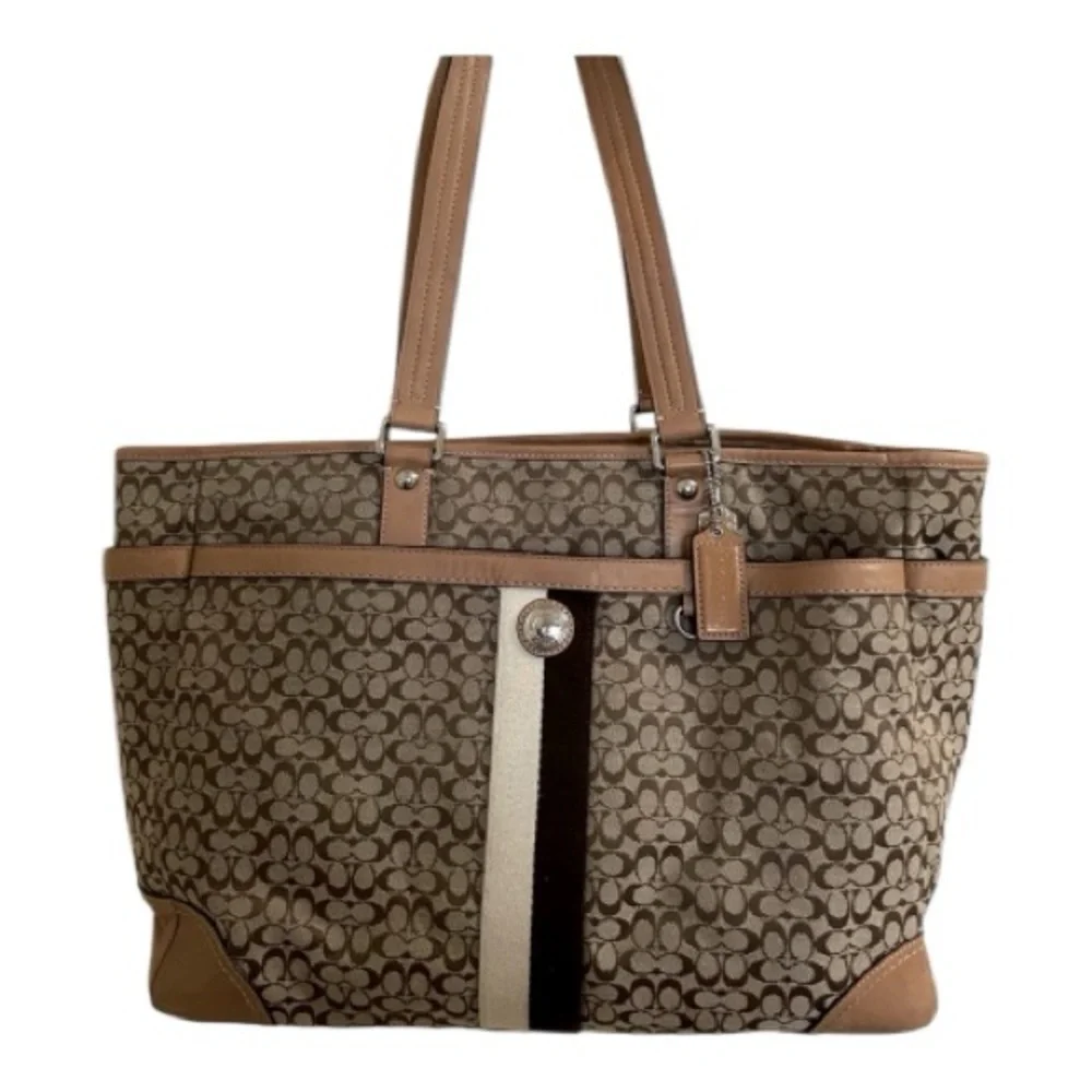 Coach Brown and Tan Signature Large Diaper Bag